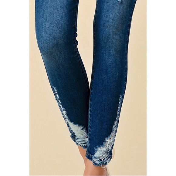 Blue denim skinny distressed jeans - Picture 5 of 5